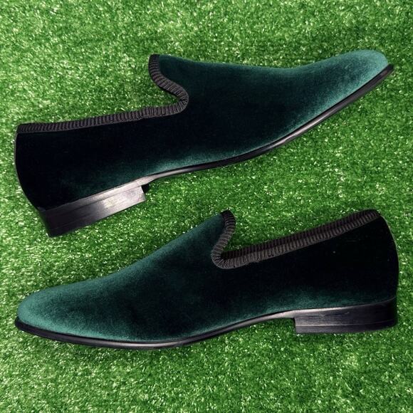 Ted Baker Green Velvet Loafers Men’s 9 Luxury Dress Slip On Shoes New